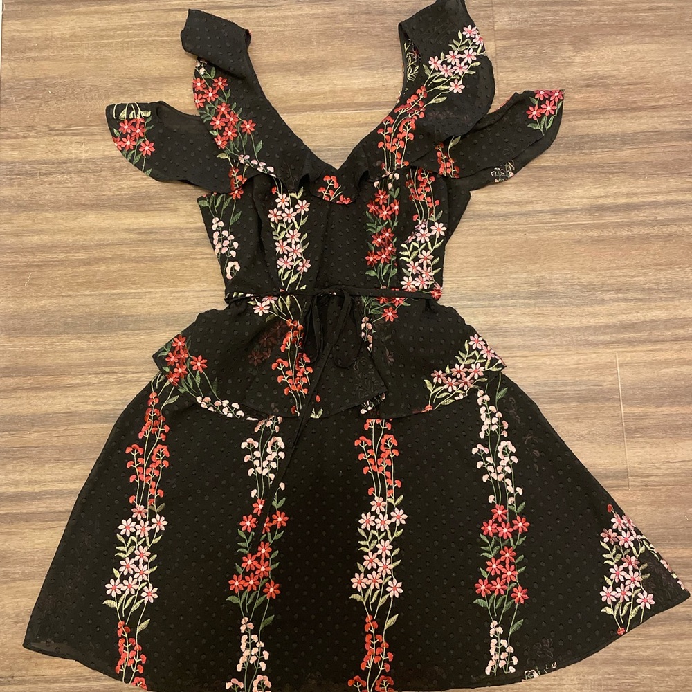 Coast Black floral embroidered dress